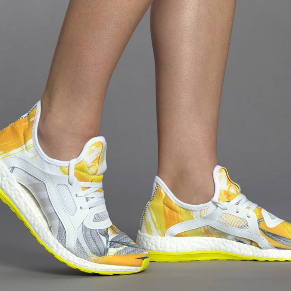 Adidas Women's Pureboost X Yellow and Gray Athletic Shoes 8